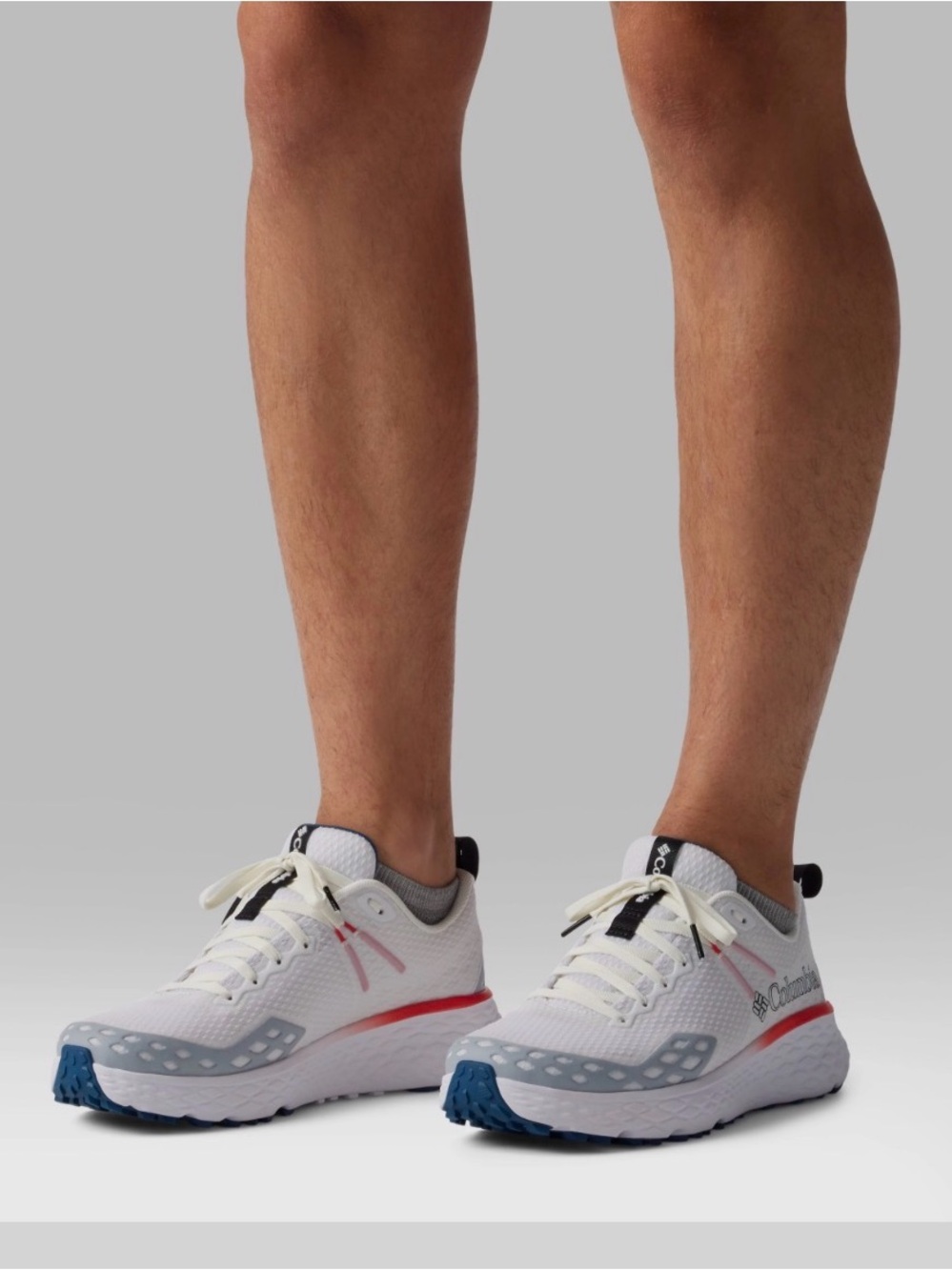Columbia White Athletic Shoes with Blue and Pink Accents
